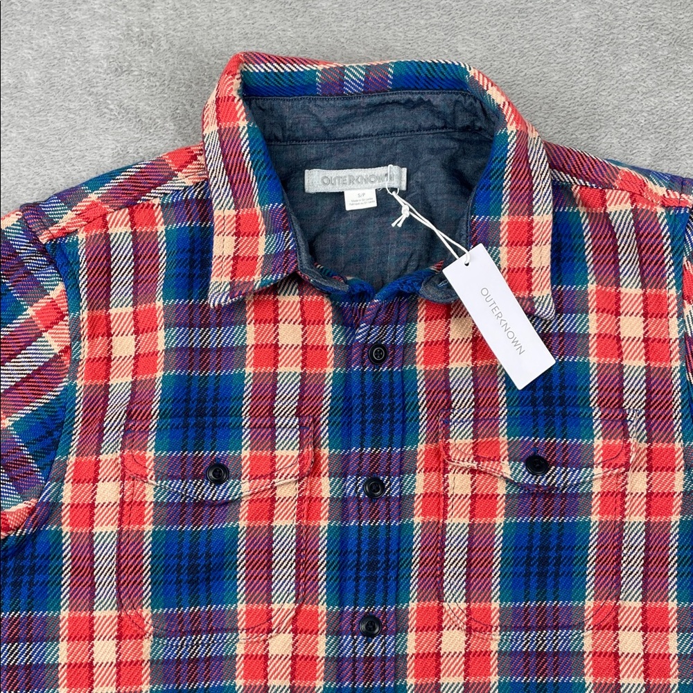 NEW Outerknown S Men's Blanket Shirt 100% Organic Cotton Blue, Red Womens M/L